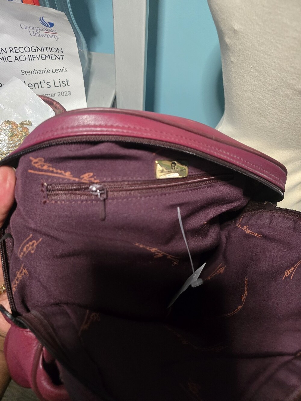 Etienne Aigner Leather Tote Bag in Burgundy - Picture 4 of 7